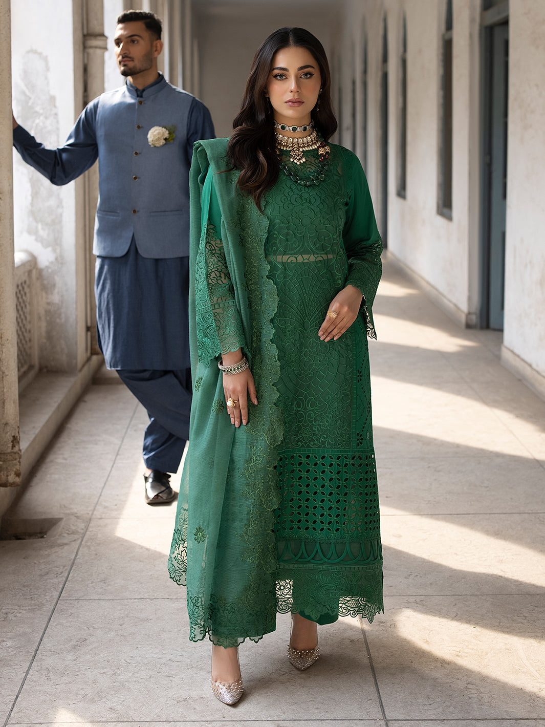 Mahnur | Mahrukh Luxury Lawn 24 | EMERALD - Saira Saqlain