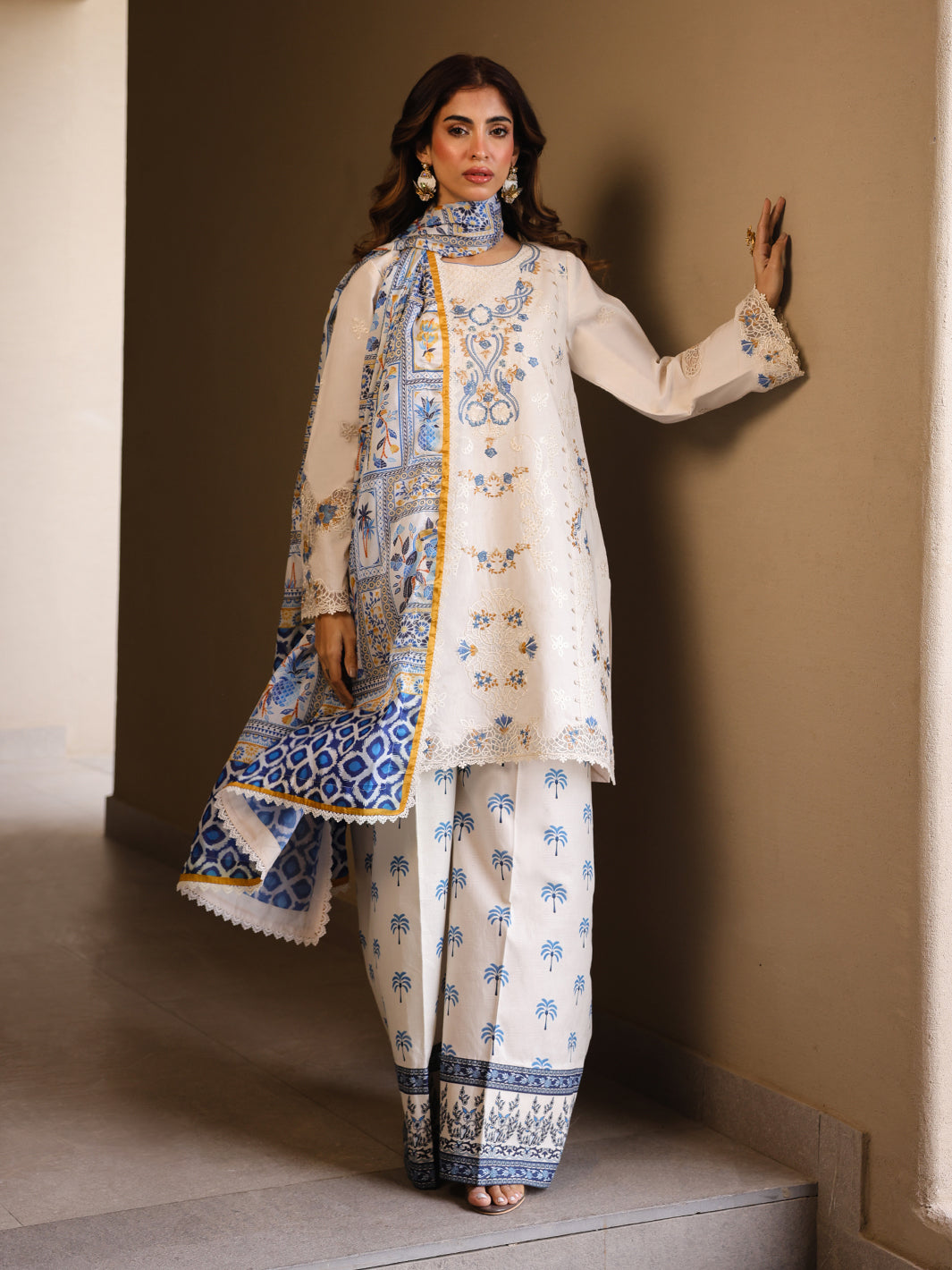Faiza Faisal | Marine Luxury Lawn 25 | MIRHA -   Ladies Clothes -  Saira Saqlain