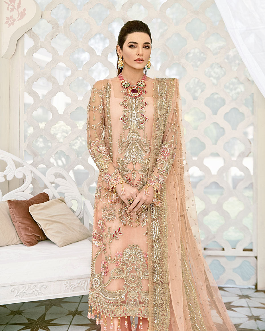 Gulaal | Wedding Formals | VOIR EMBROIDERED NET 3-PIECE SUIT WS-07 - FLEUR DE ROSE WEDDING FORMALS - Saira Saqlain