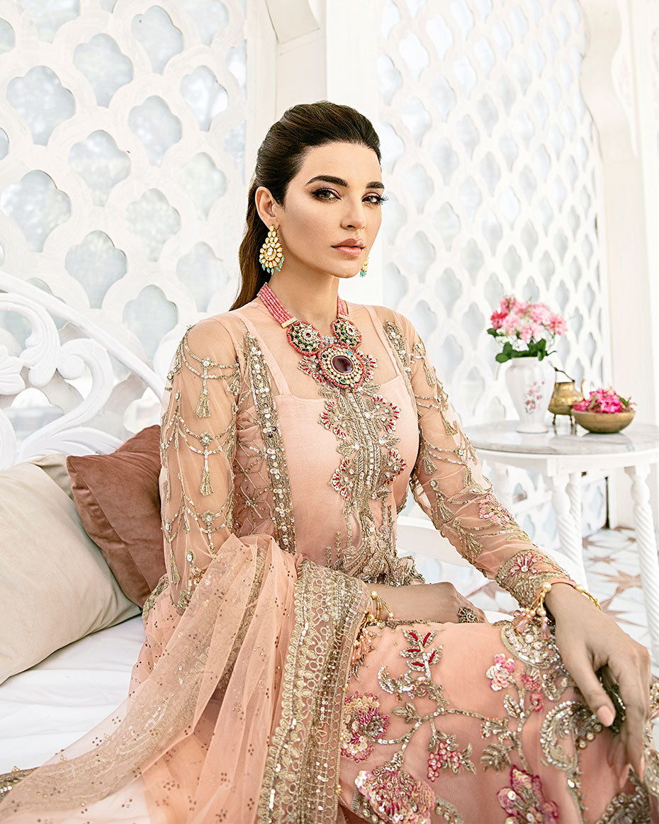 Gulaal | Wedding Formals | VOIR EMBROIDERED NET 3-PIECE SUIT WS-07 - FLEUR DE ROSE WEDDING FORMALS - Saira Saqlain