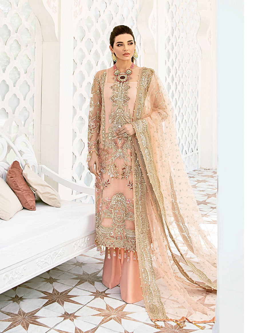 Gulaal | Wedding Formals | VOIR EMBROIDERED NET 3-PIECE SUIT WS-07 - FLEUR DE ROSE WEDDING FORMALS - Saira Saqlain