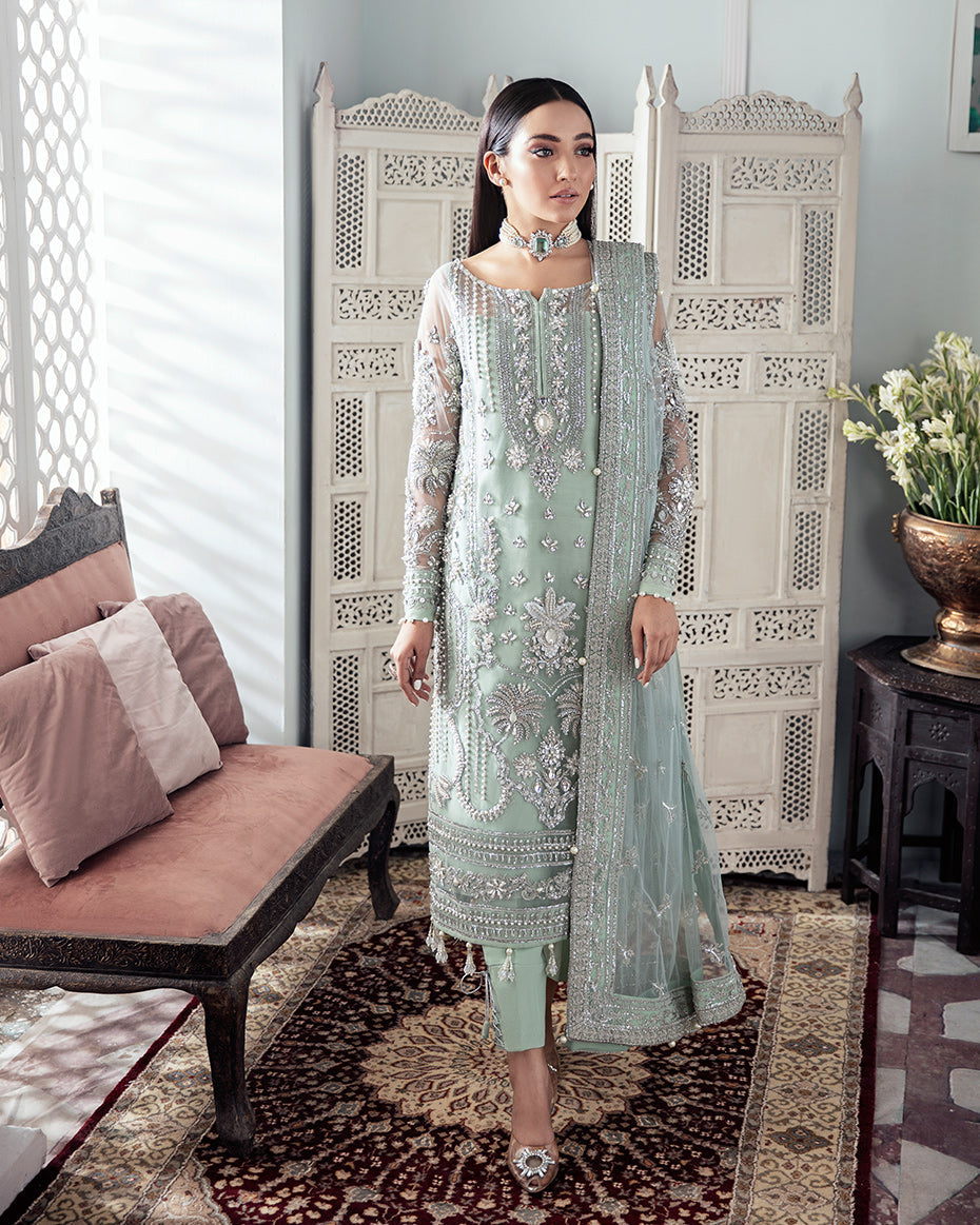 Gulaal | Wedding Formals | Zeba Embroidered Net 3-Piece Suit WS-21 - Saira Saqlain