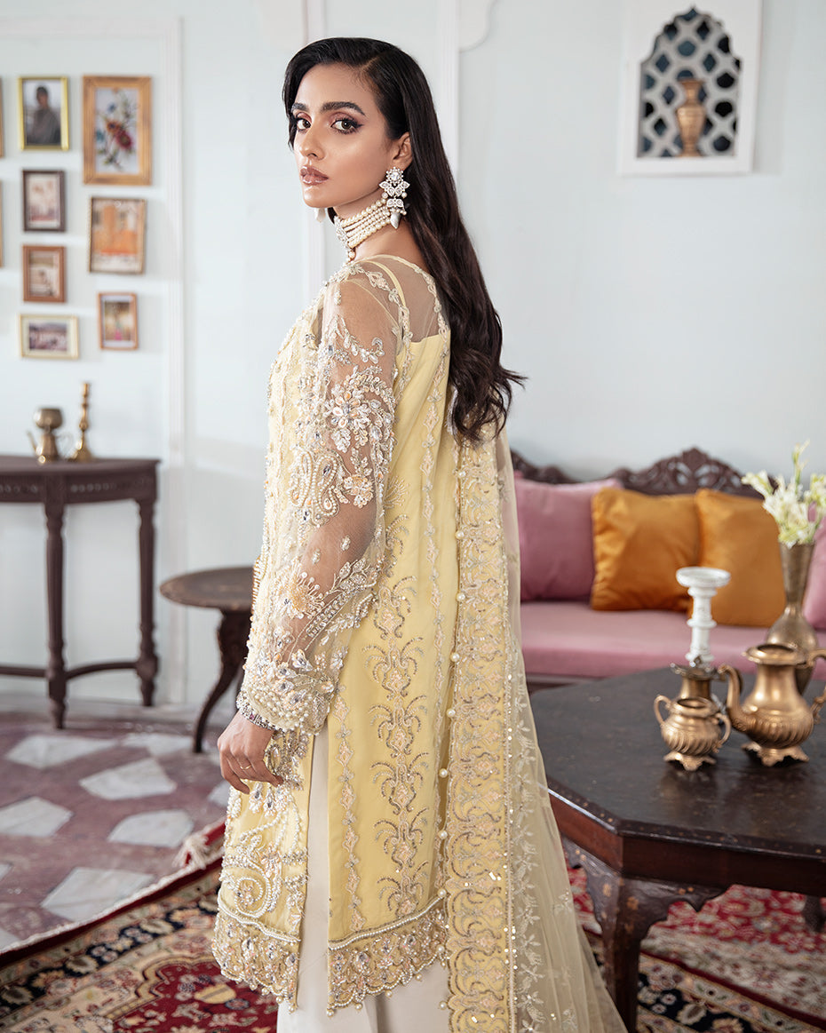 Gulaal | Wedding Formals | MAHJABEEN EMBROIDERED NET 3-PIECE SUIT WS-17 - Saira Saqlain