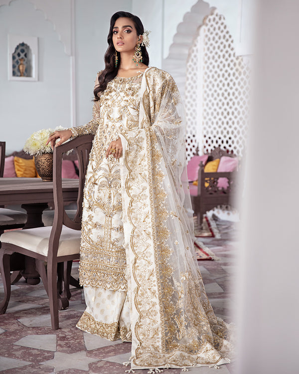 Gulaal | Wedding Formals | Shehnaz Embroidered Net 3-Piece Suit WS-11 - Saira Saqlain