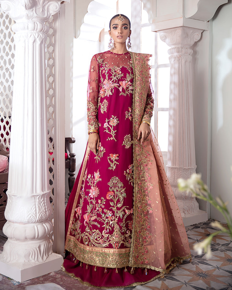 Gulaal | Wedding Formals | CHAMELI EMBROIDERED NET 3-PIECE SUIT WS-10 - Saira Saqlain