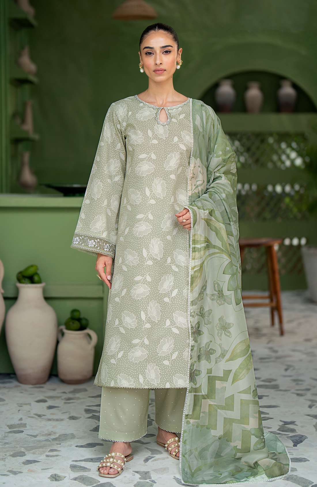 Seran | Artisan Lawn 25 | PISTACHE - Saira Saqlain
