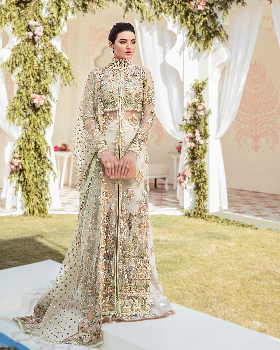 Gulaal | Wedding Formals | Cher Embroidered Net 3-Piece Suit WS-04 - Saira Saqlain