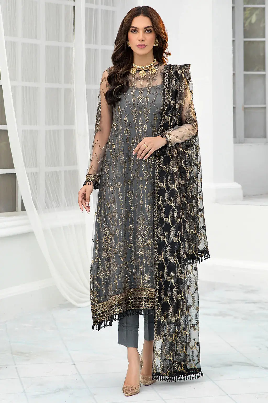 Zarif | DE LUXURY Formals | GRAPHITE - Saira Saqlain