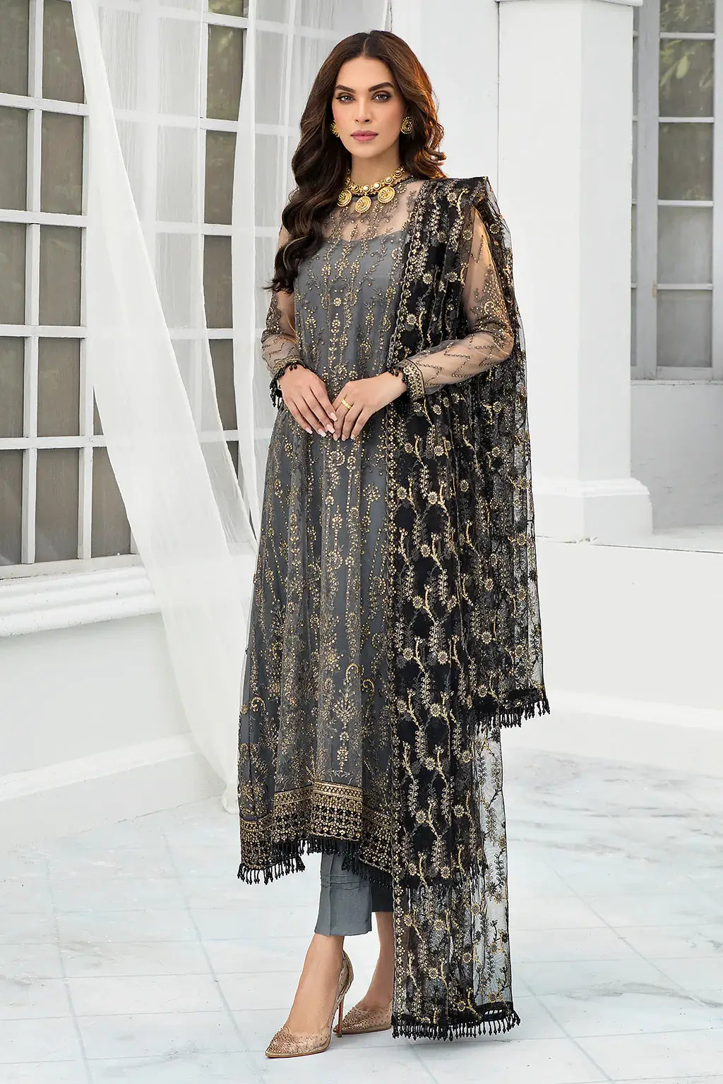 Zarif | DE LUXURY Formals | GRAPHITE - Saira Saqlain