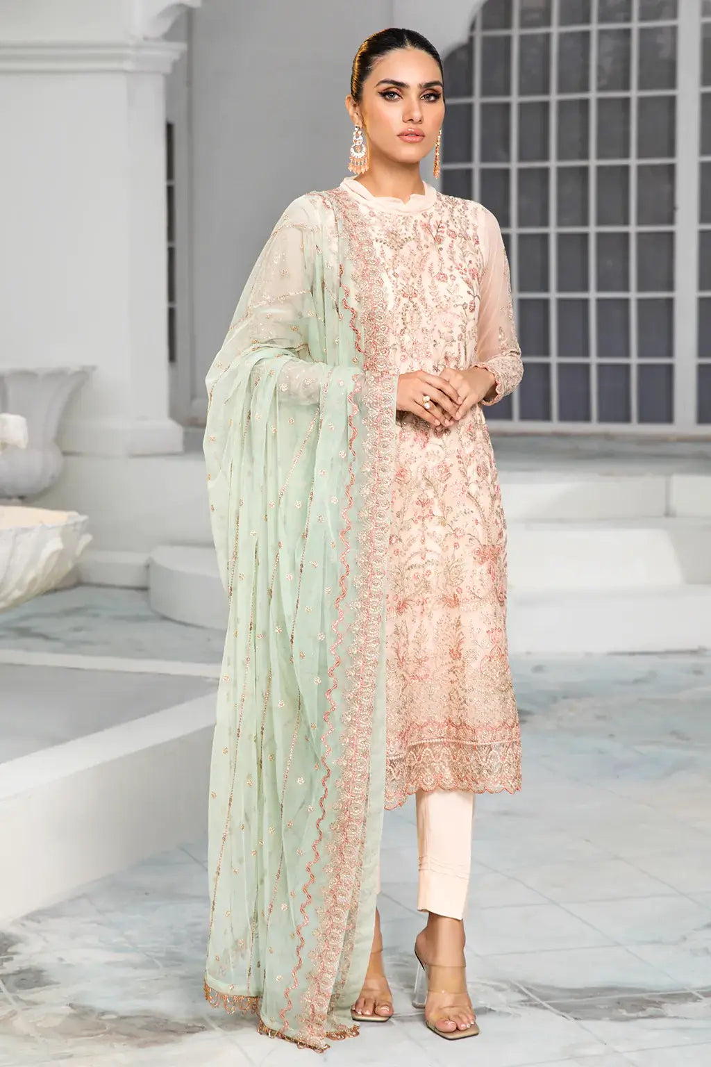 Zarif | DE LUXURY Formals | CORAL - Saira Saqlain
