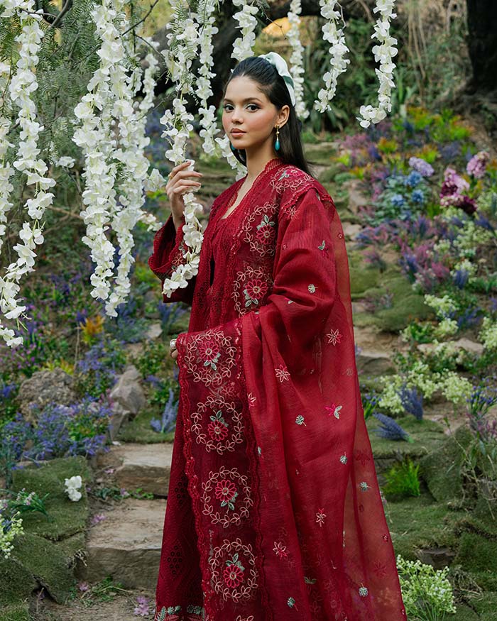 Zevk | Flora Festive Lawn | RED ROSE -   Ladies Clothes -  Saira Saqlain