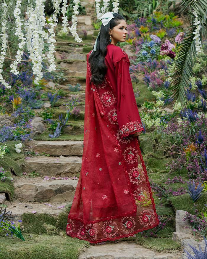 Zevk | Flora Festive Lawn | RED ROSE -   Ladies Clothes -  Saira Saqlain