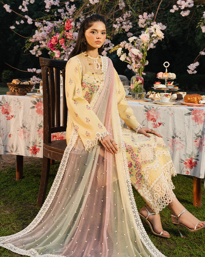 Zevk | Flora Festive Lawn | LIME -   Ladies Clothes -  Saira Saqlain