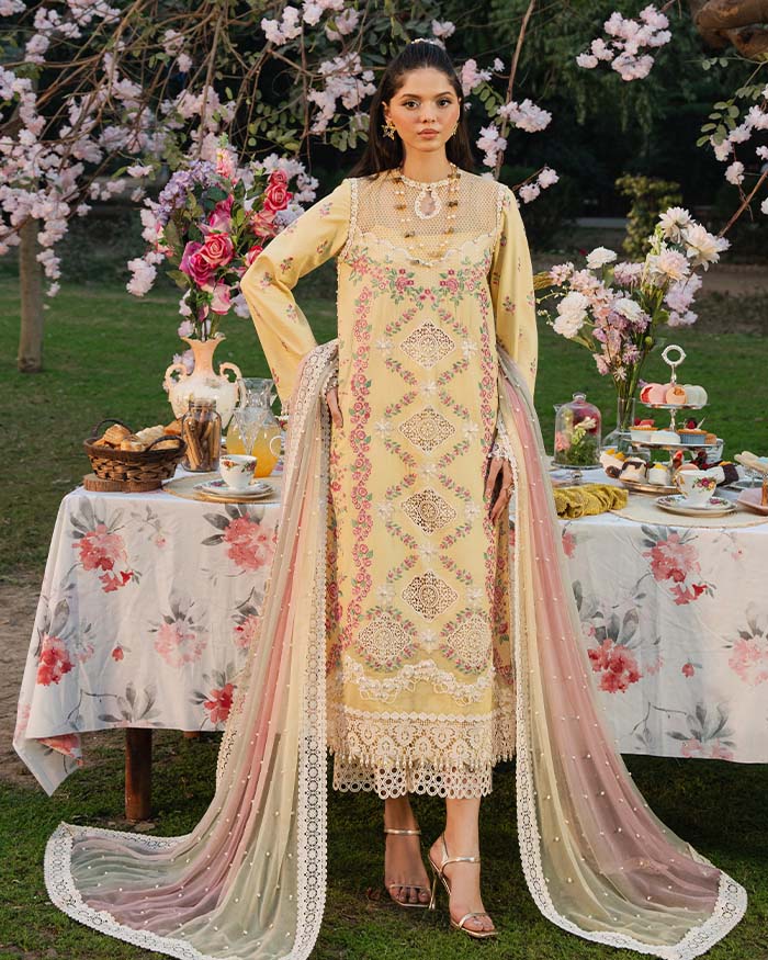 Zevk | Flora Festive Lawn | LIME -   Ladies Clothes -  Saira Saqlain