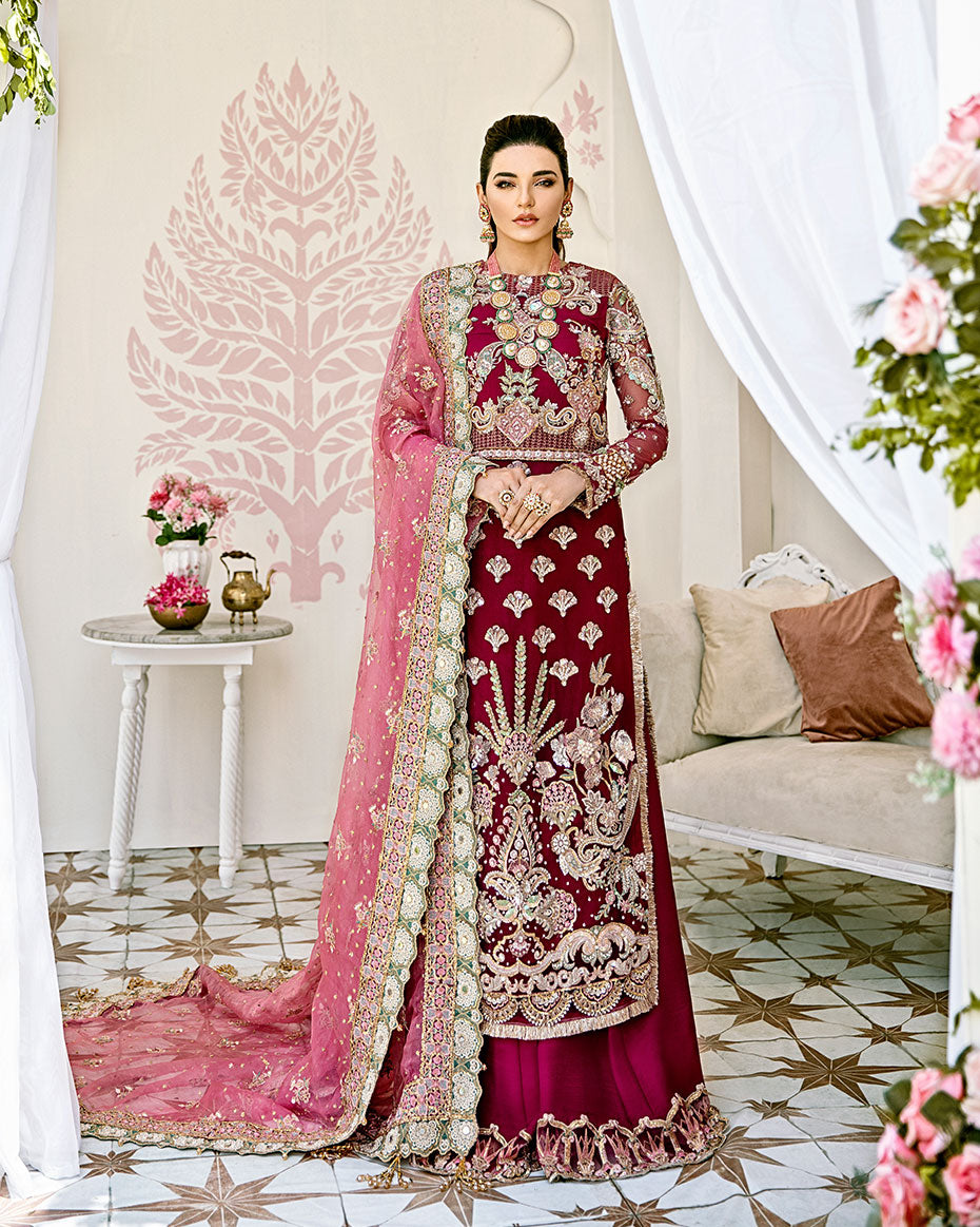 Gulaal | Wedding Formals | Pois Embroidered Net 3-Piece Suit WS-08 - Saira Saqlain
