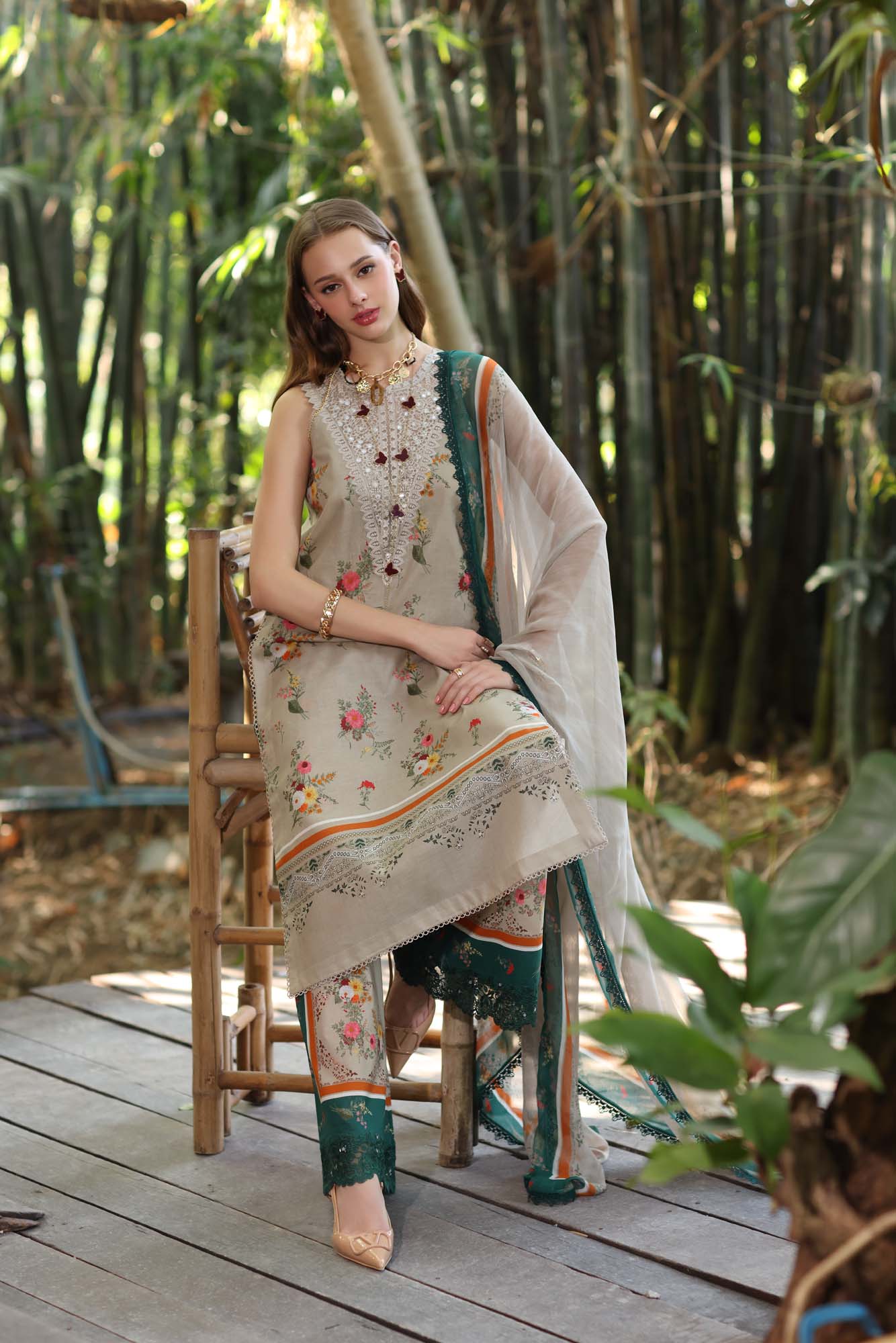 Noor by Saadia Asad | Eid Luxe Printedkari | D4-A -   Ladies Clothes -  Saira Saqlain