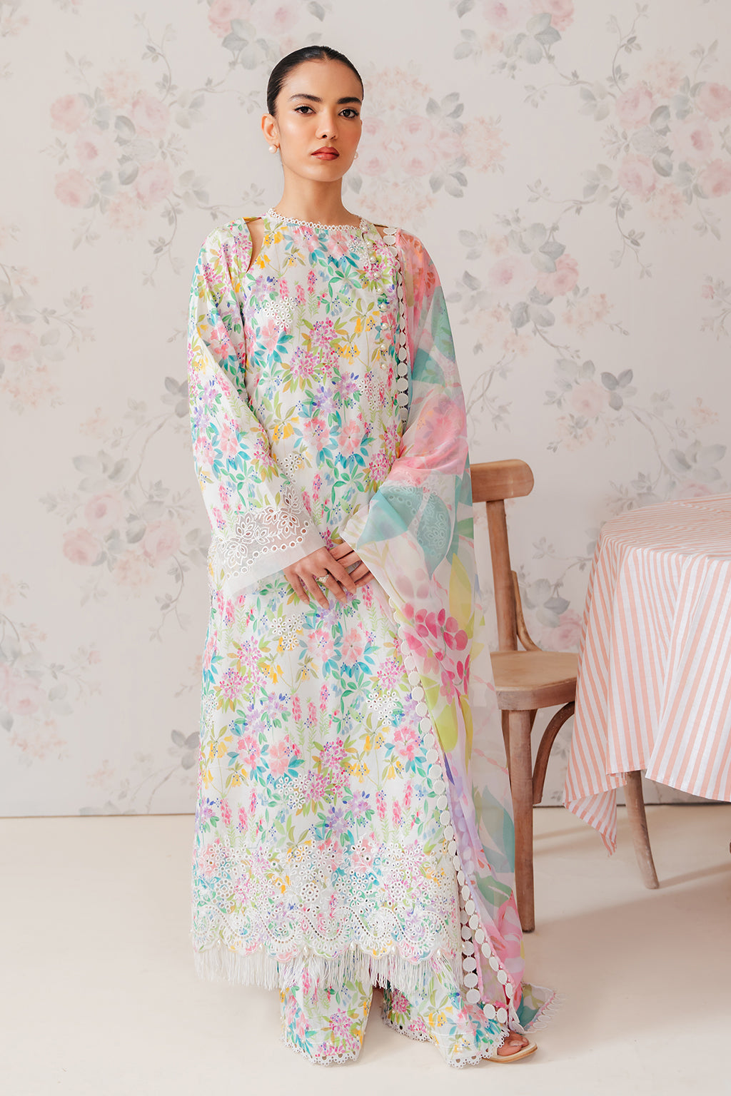 Afrozeh | The Floral Charm | Vanilla - Saira Saqlain