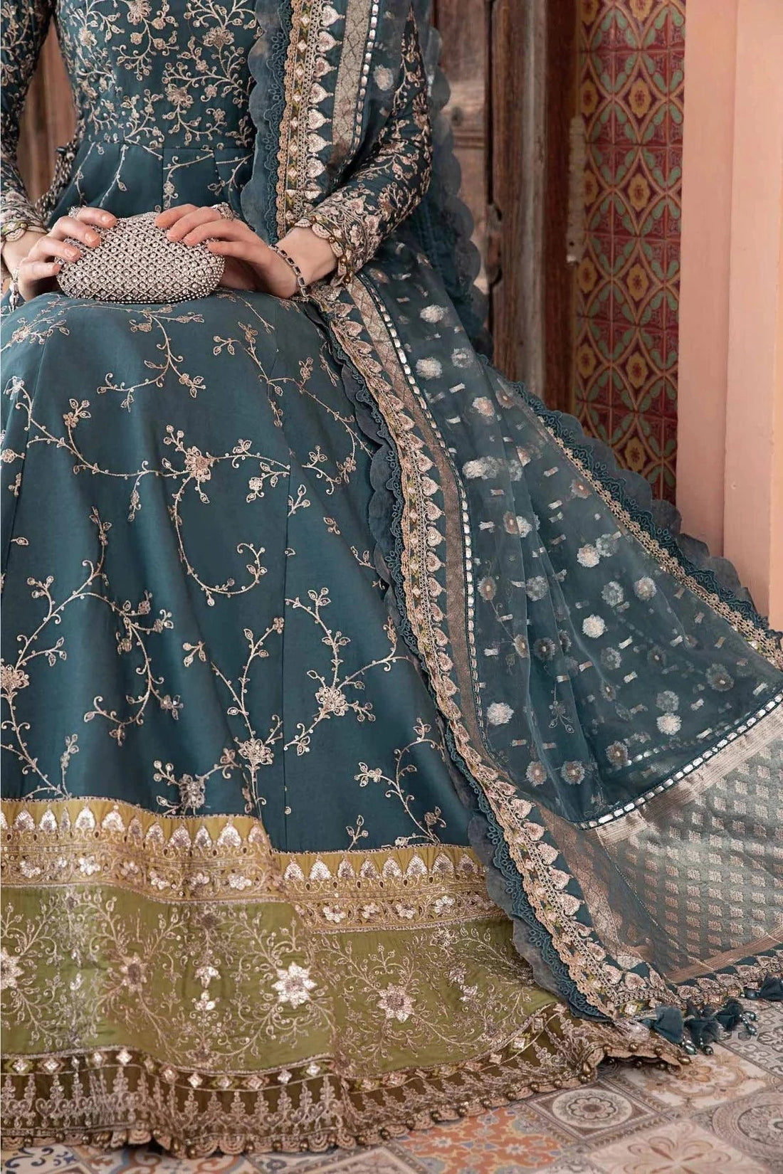 Maria B | Sateen Formals 23 | Teal CST-710 - Saira Saqlain