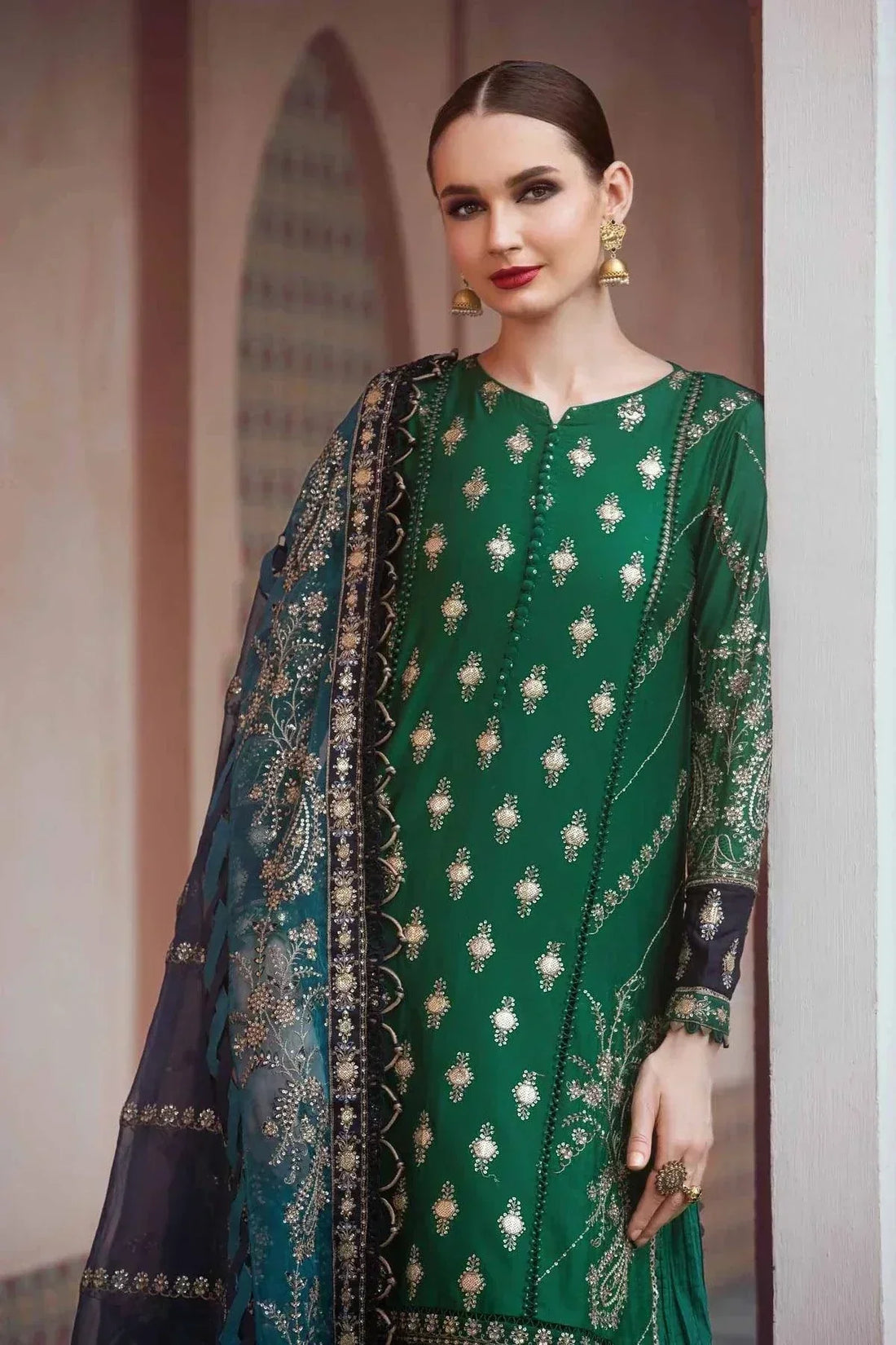 Maria B | Sateen Formals 23 | Emerald Green CST-711 - Saira Saqlain
