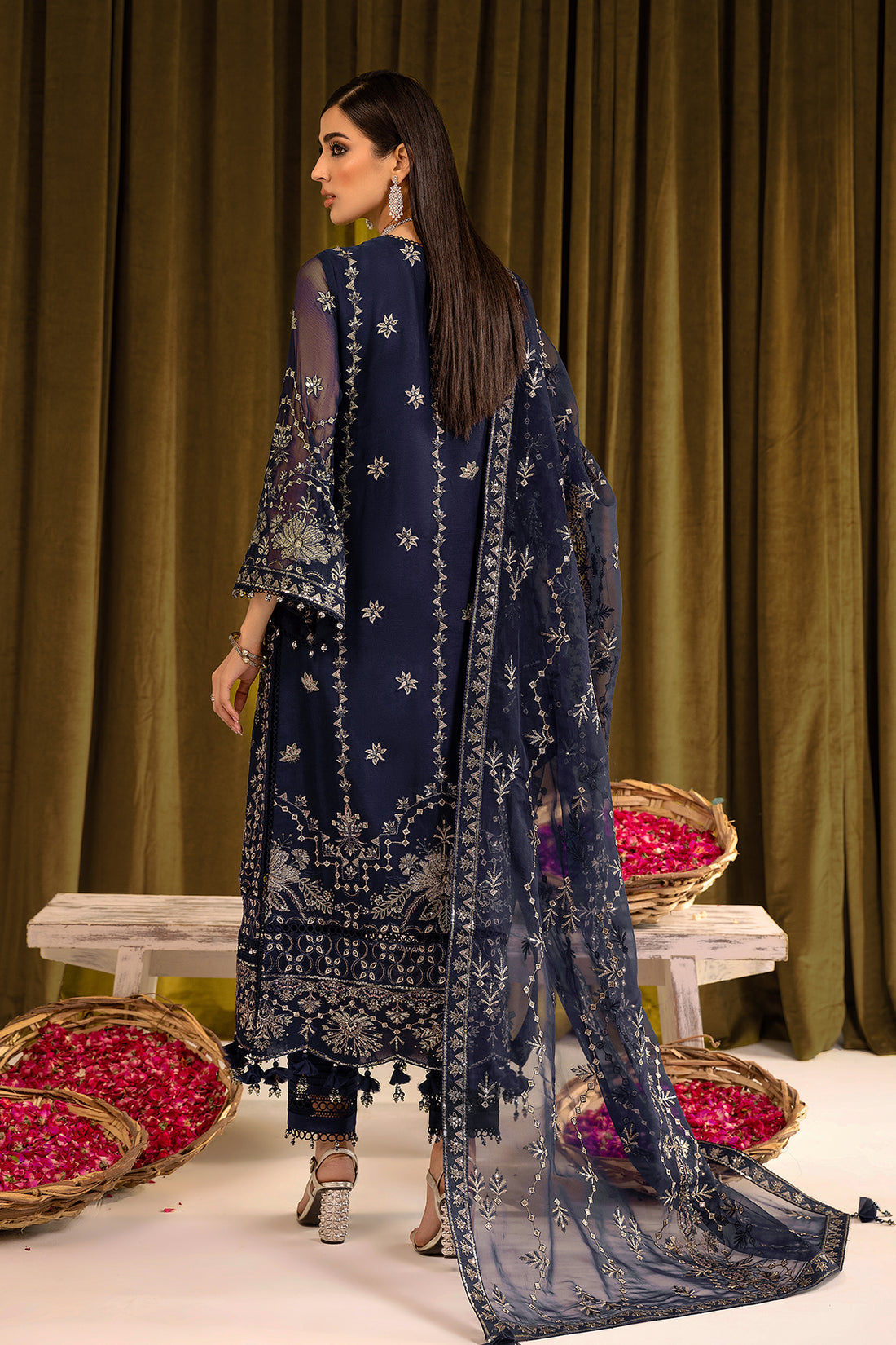 Alizeh | Formals Collection | Daim - V16D08 Embroidered Chiffon Blue - Saira Saqlain