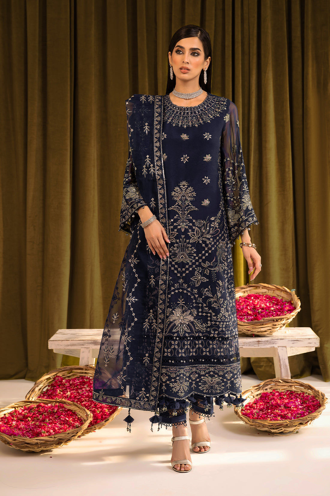Alizeh | Formals Collection | Daim - V16D08 Embroidered Chiffon Blue - Saira Saqlain