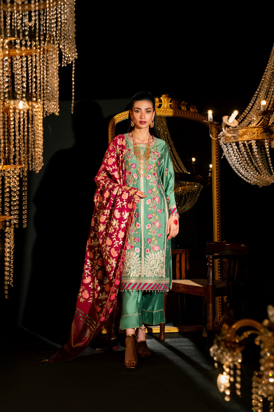 AlKaram | Festive Summer 25 | FC-9D-25-Sage -   Ladies Clothes -  Saira Saqlain