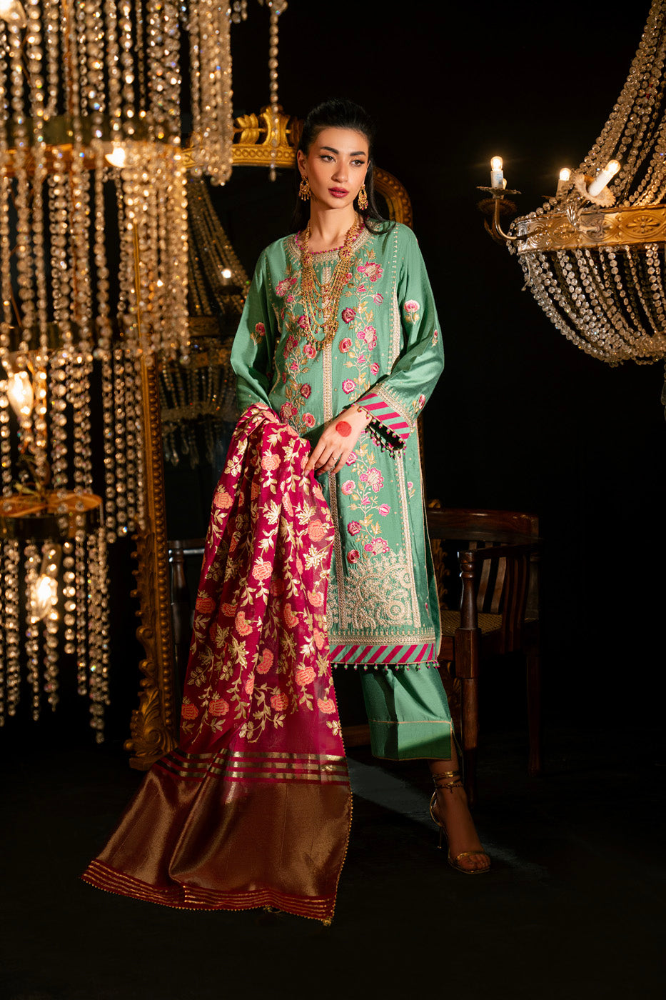 AlKaram | Festive Summer 25 | FC-9D-25-Sage -   Ladies Clothes -  Saira Saqlain