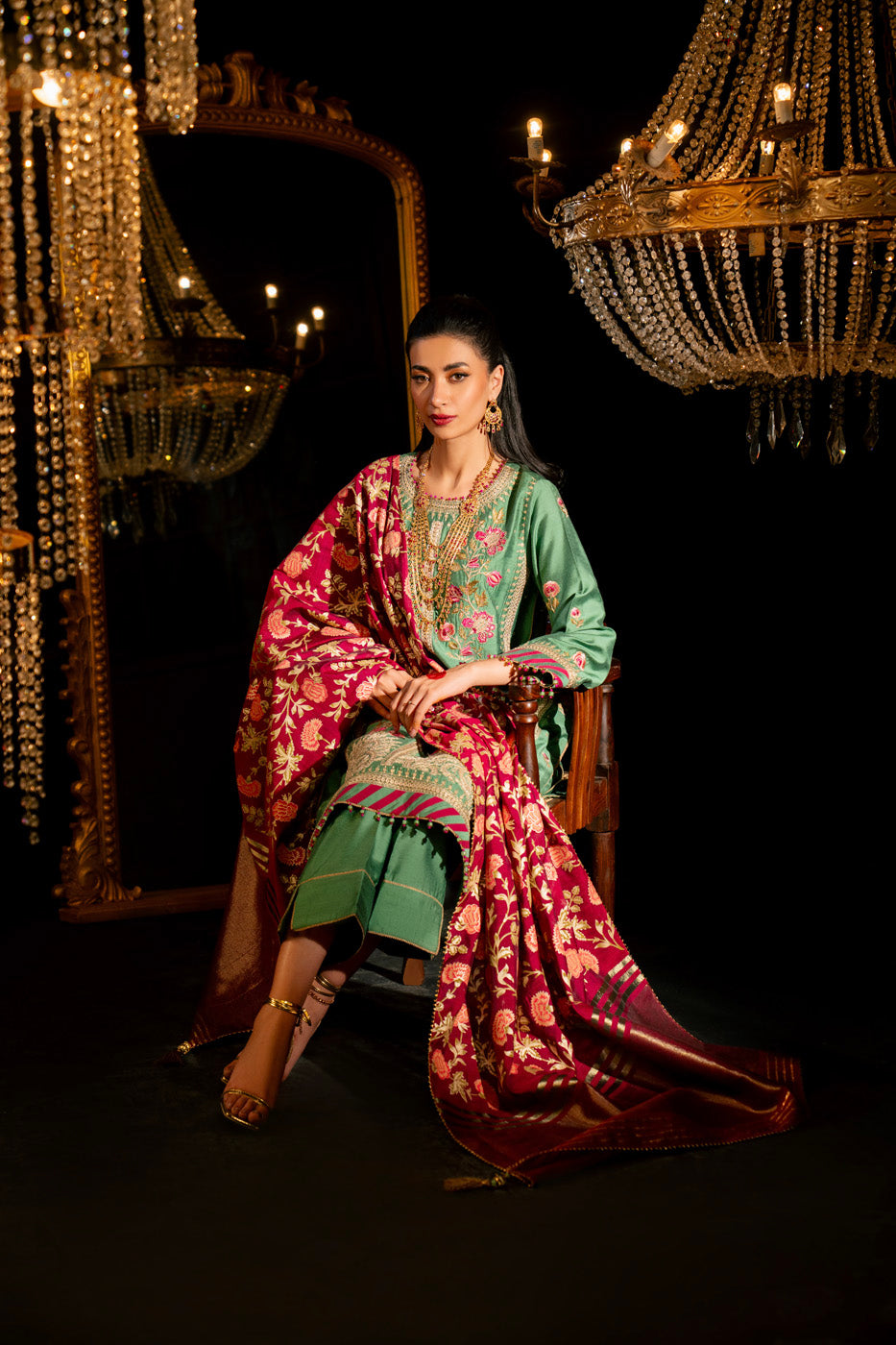 AlKaram | Festive Summer 25 | FC-9D-25-Sage -   Ladies Clothes -  Saira Saqlain
