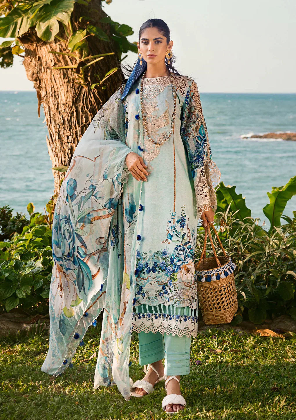 Elaf Premium | Signature Embroidered Lawn 24 | ESL-07B HEAVEN'S MIST - Saira Saqlain