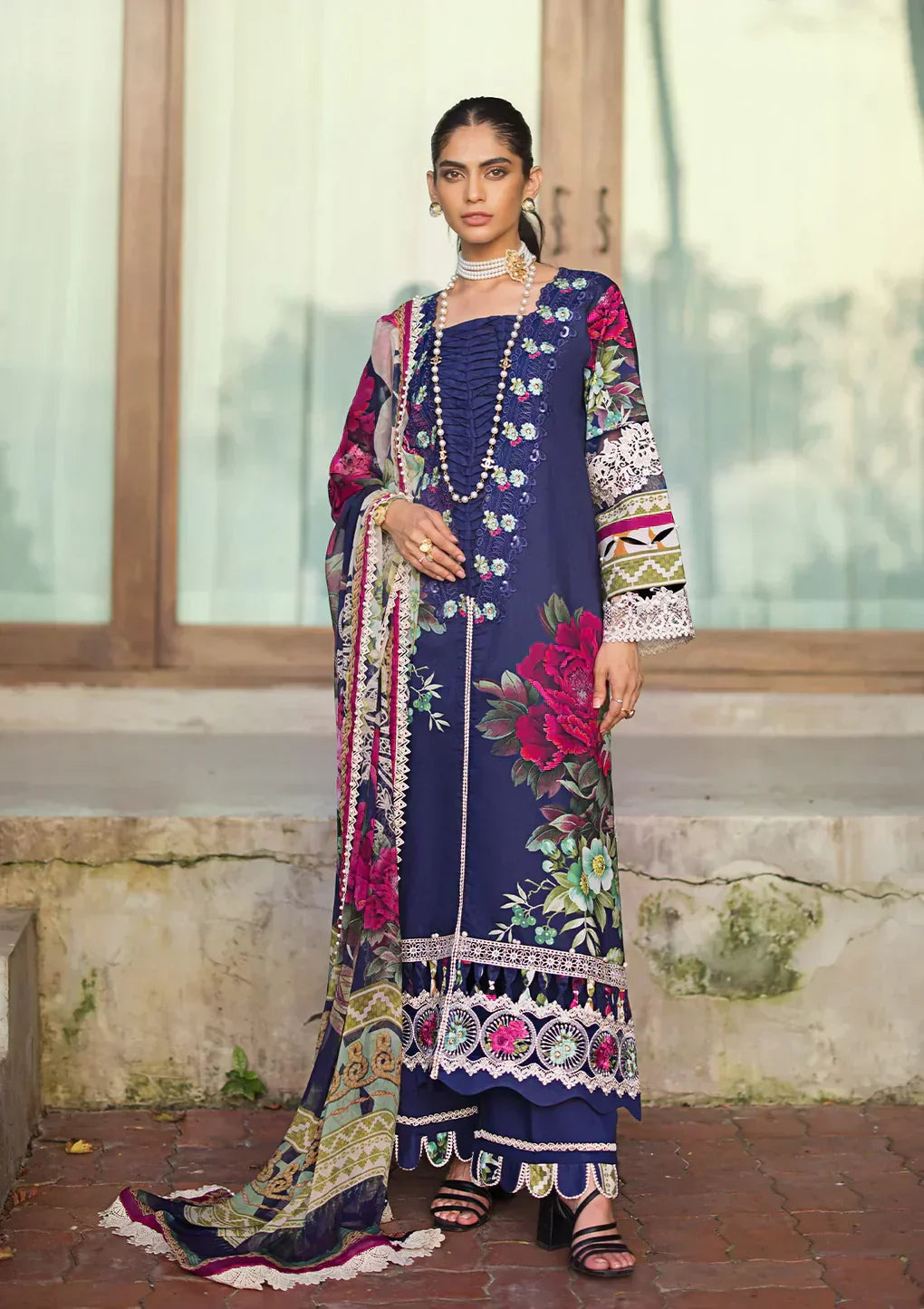 Elaf Premium | Signature Embroidered Lawn 24 | ESL-08A SINCLAIR - Saira Saqlain