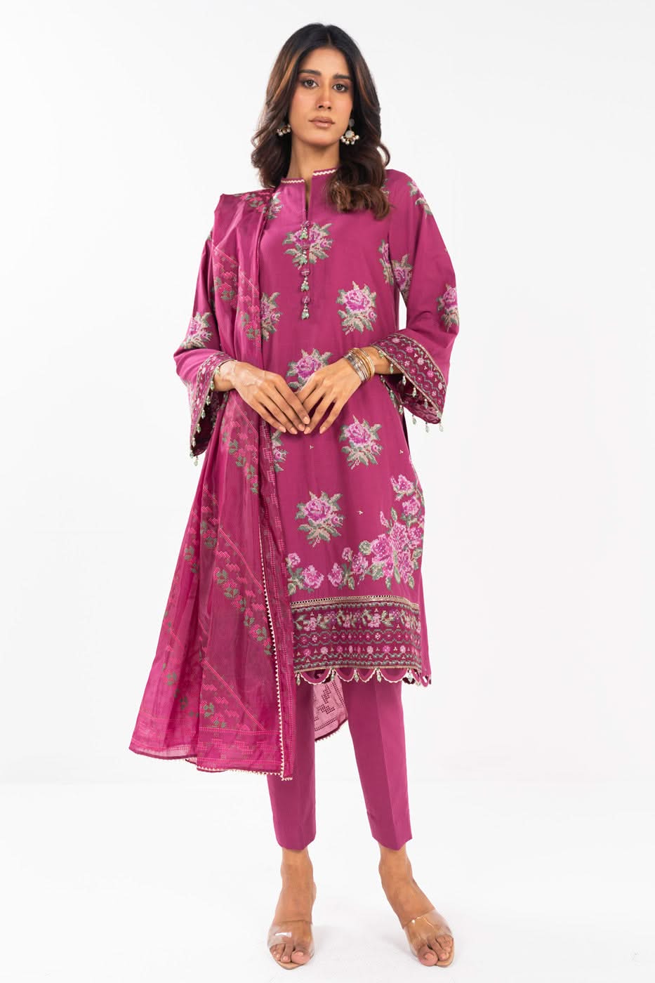 AlKaram | Festive Summer 25 | FC-17G-25-Magenta -   Ladies Clothes -  Saira Saqlain