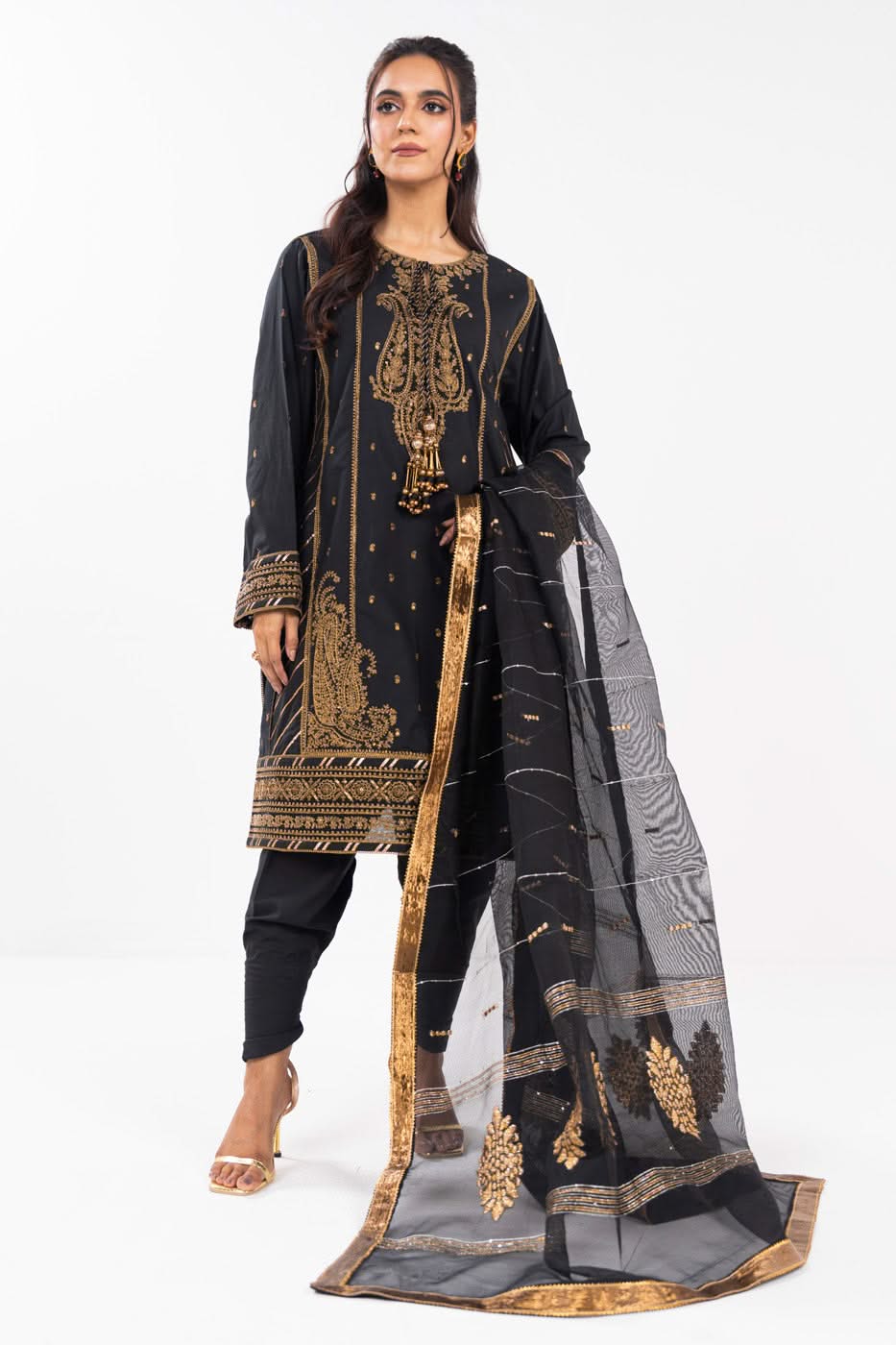 AlKaram | Festive Summer 25 | FC-1A-25-Black -   Ladies Clothes -  Saira Saqlain