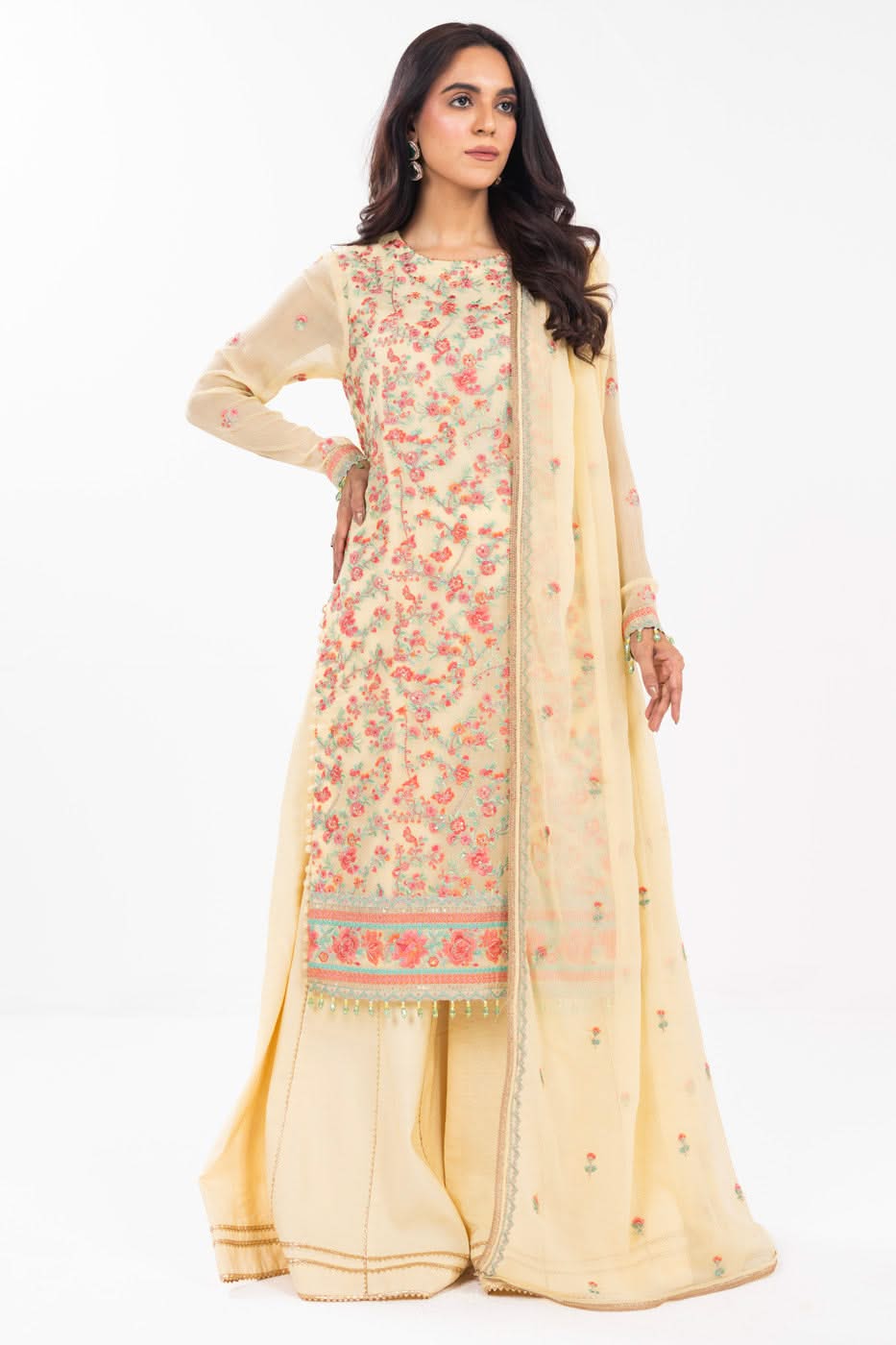 AlKaram | Festive Summer 25 | FC-21I-25-Yellow -   Ladies Clothes -  Saira Saqlain