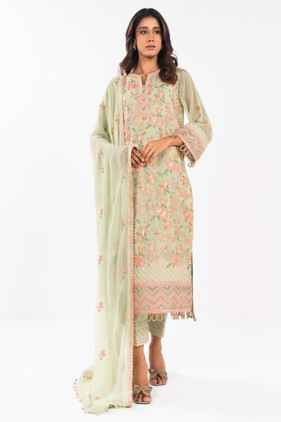 AlKaram | Festive Summer 25 | FC-22I-25-Pistachio -   Ladies Clothes -  Saira Saqlain
