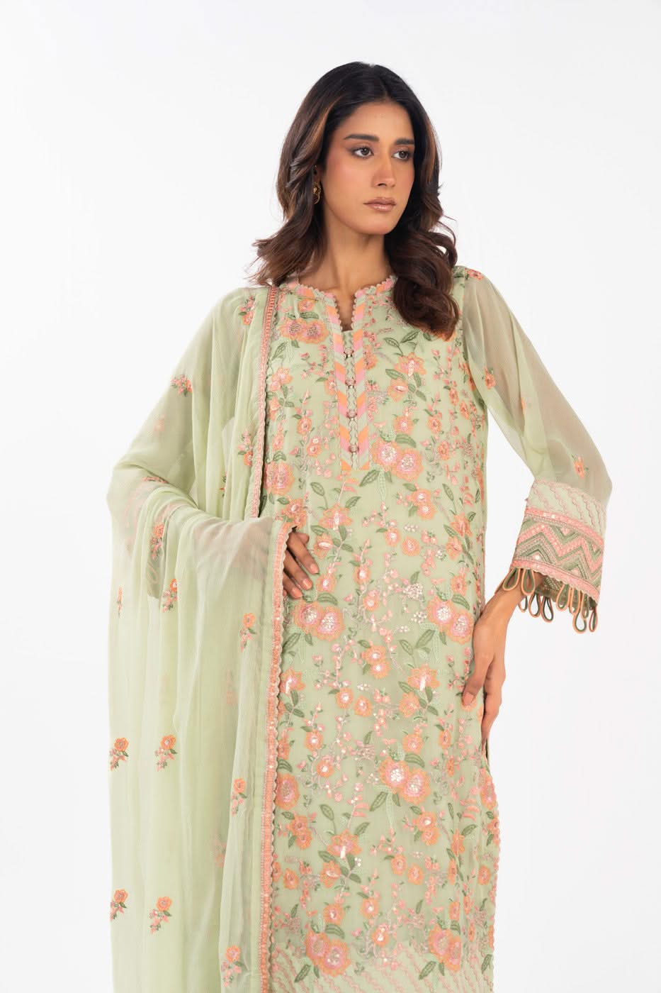 AlKaram | Festive Summer 25 | FC-22I-25-Pistachio -   Ladies Clothes -  Saira Saqlain