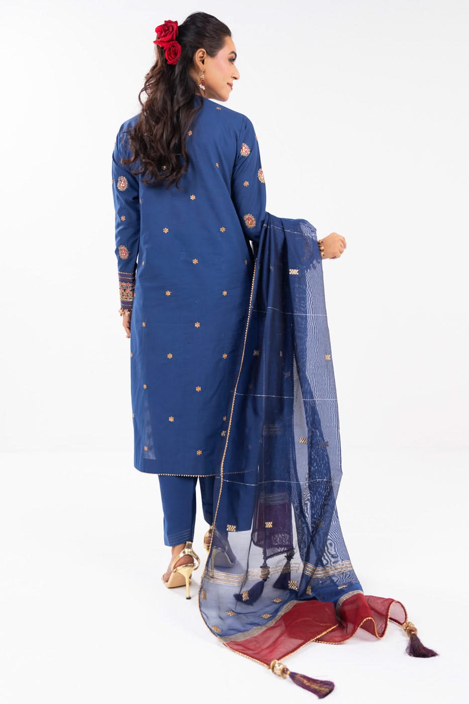 AlKaram | Festive Summer 25 | FC-2A-25-Dark Blue -   Ladies Clothes -  Saira Saqlain