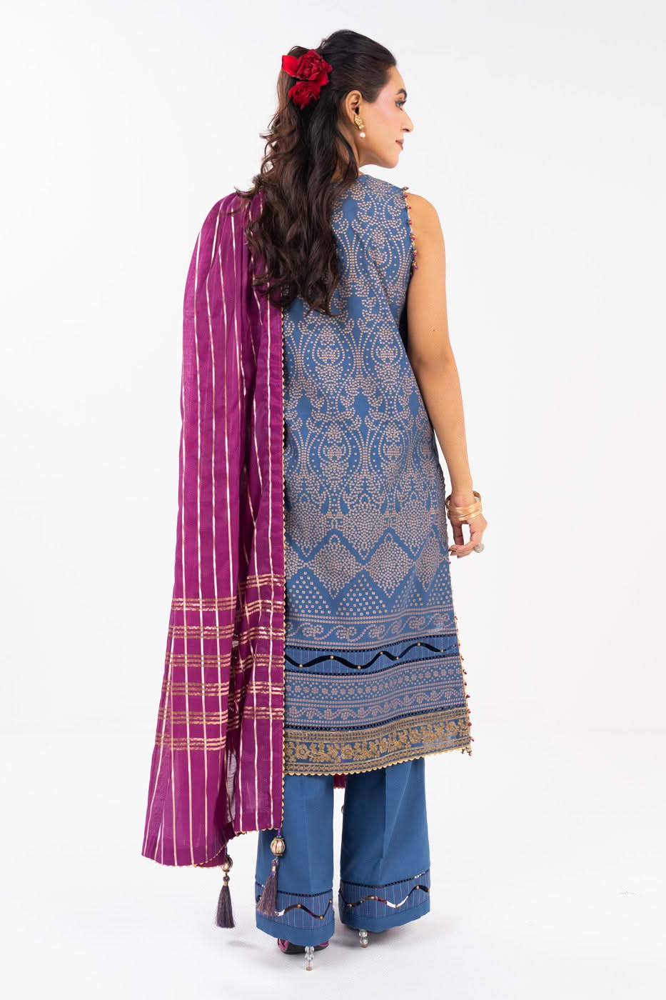 AlKaram | Festive Summer 25 | FC-34N-25-Persian Blue -   Ladies Clothes -  Saira Saqlain
