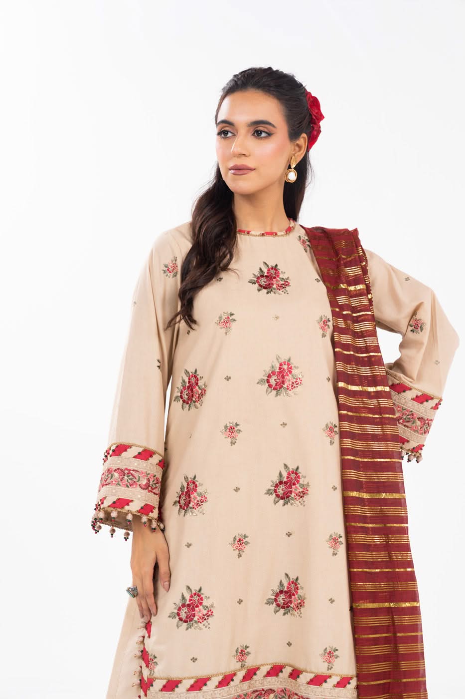 AlKaram | Festive Summer 25 | FC-35N-25-Beige -   Ladies Clothes -  Saira Saqlain