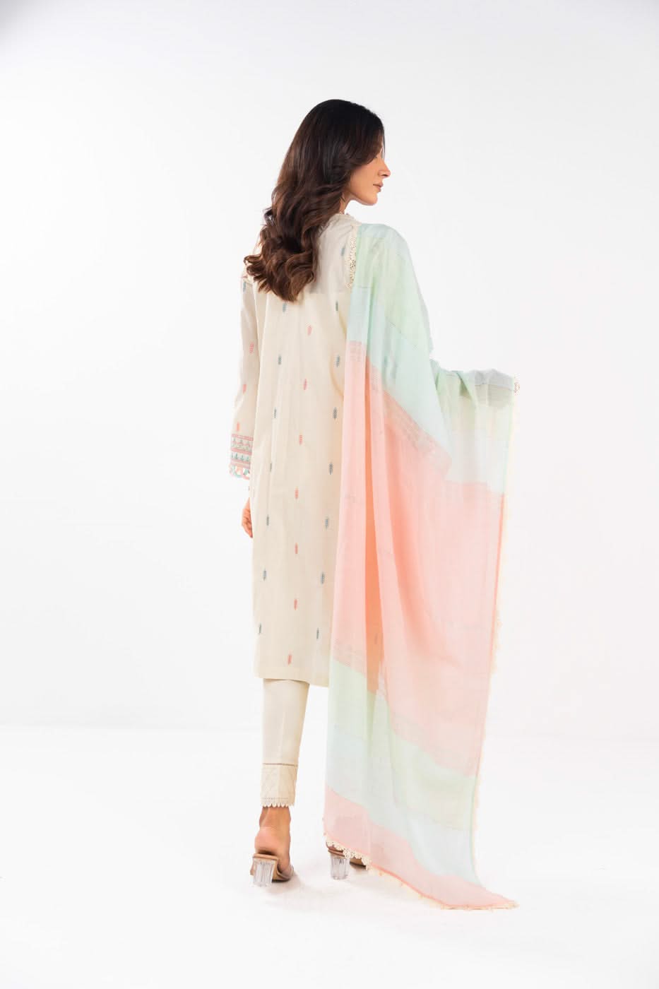 AlKaram | Festive Summer 25 | FC-3A-25-Cream -   Ladies Clothes -  Saira Saqlain