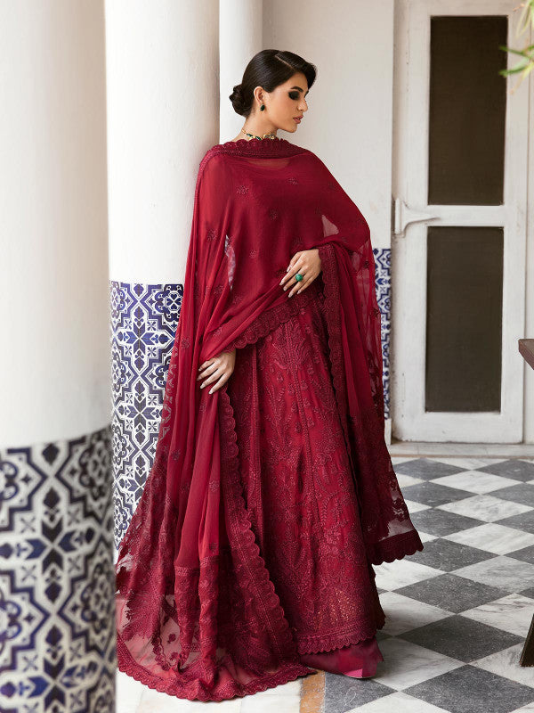 Gulaal | Embroidered Chiffon 23 | GARNET - (GL-EP23V1-09) - Saira Saqlain
