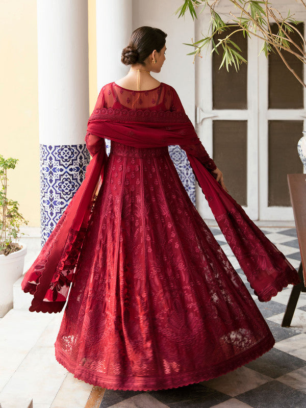 Gulaal | Embroidered Chiffon 23 | GARNET - (GL-EP23V1-09) - Saira Saqlain