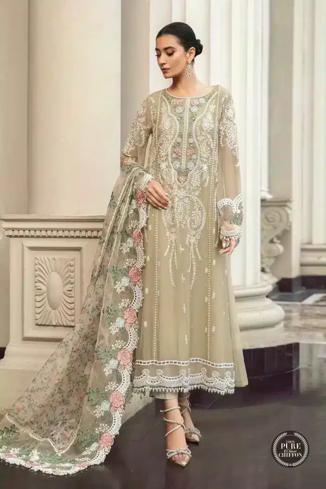 Maria B | Luxury Chiffon Collection | Coffee - Saira Saqlain