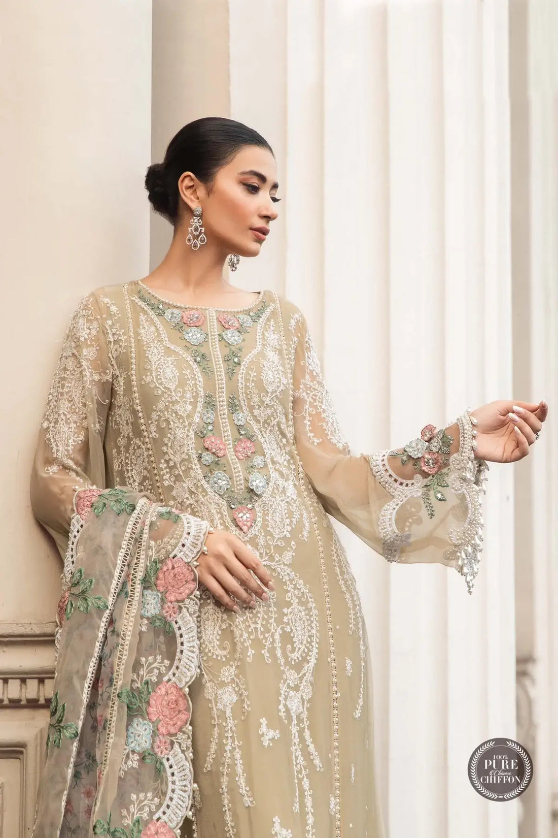 Maria B | Luxury Chiffon Collection | Coffee - Saira Saqlain