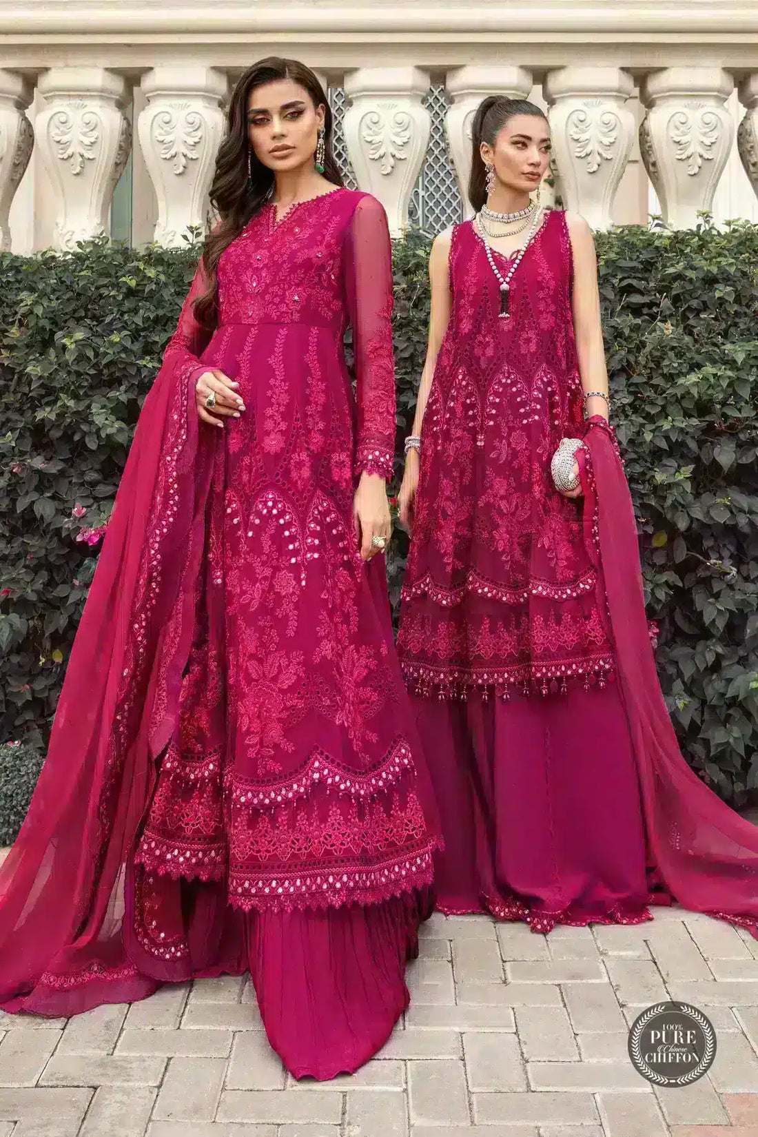 Maria B | Luxury Chiffon Collection | Magenta Pink - Saira Saqlain