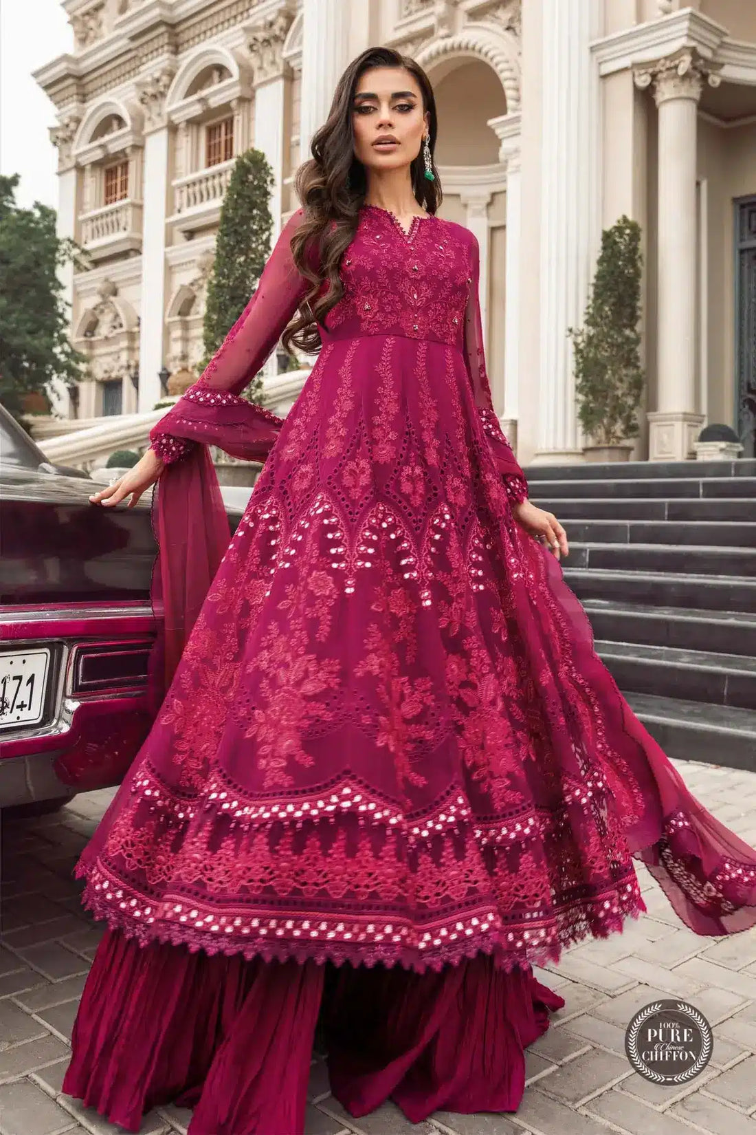 Maria B | Luxury Chiffon Collection | Magenta Pink - Saira Saqlain
