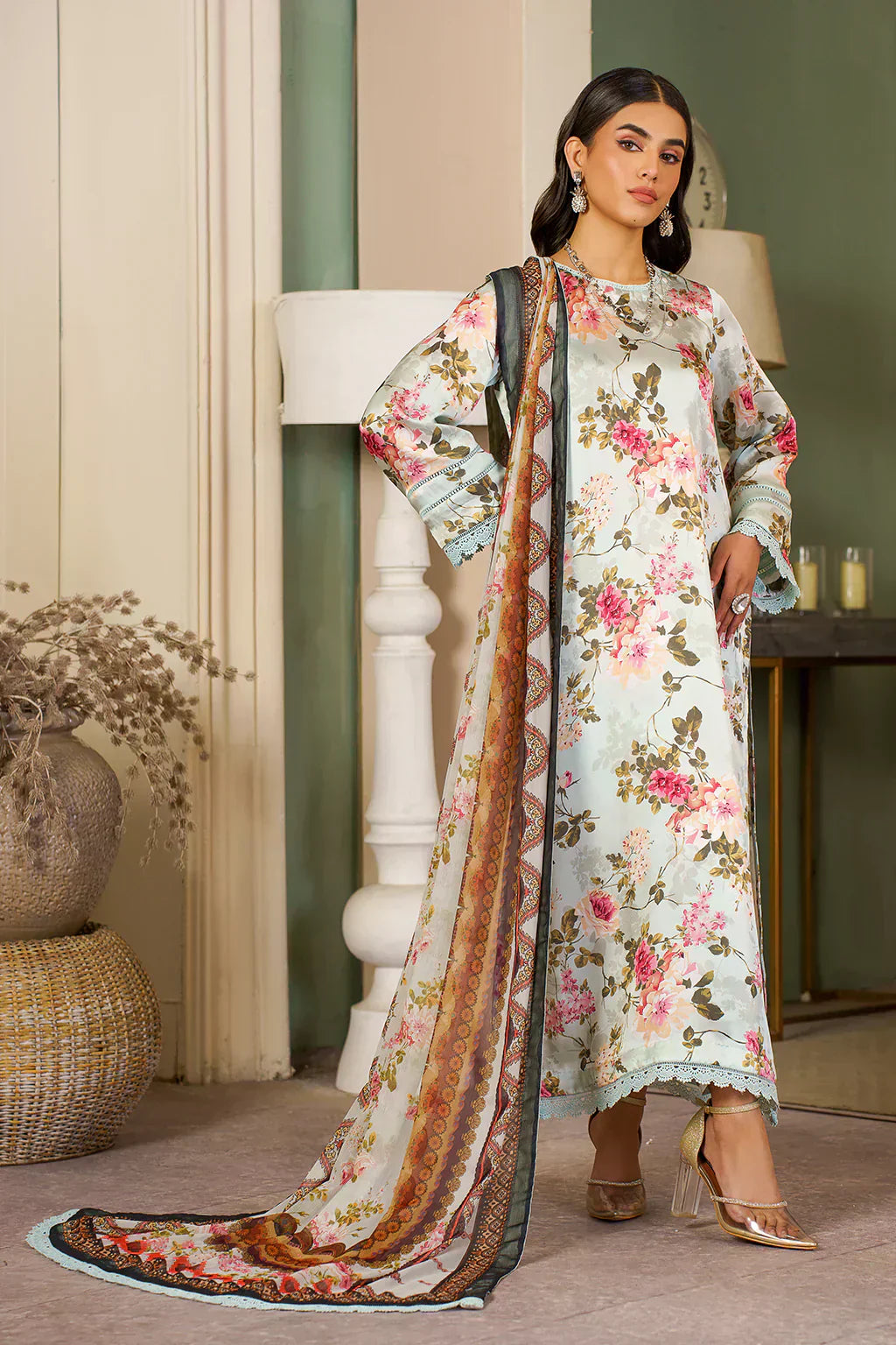 Zarif | Prints 24 | ZSP 02 AQUA - Saira Saqlain