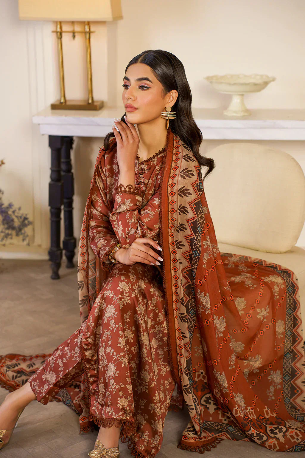 Zarif | Prints 24 | ZSP 06 BRONZE - Saira Saqlain