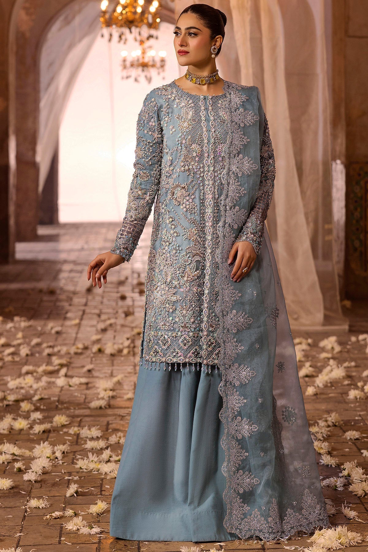 Motifz | Bridal Couture | 0014-FIROZEH EMBROIDERED ORGANZA STITCHED - Saira Saqlain