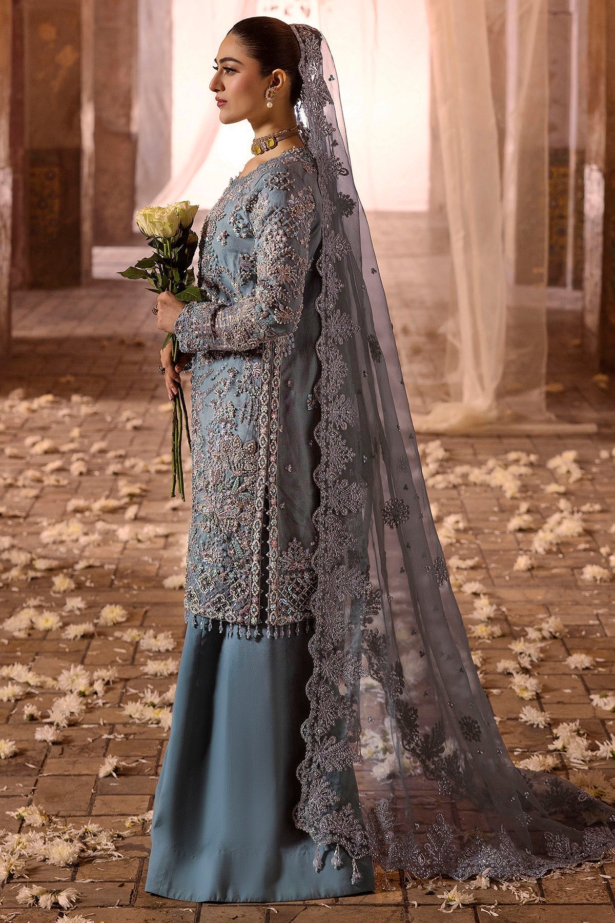 Motifz | Bridal Couture | 0014-FIROZEH EMBROIDERED ORGANZA STITCHED - Saira Saqlain