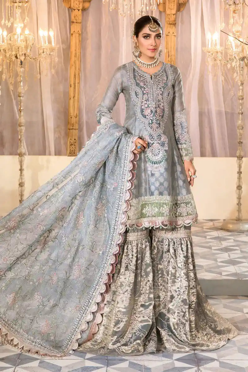 Maria B | Embroidered Collection 22 | Pearl Blue and Ash Pink (BD-2403) - Saira Saqlain